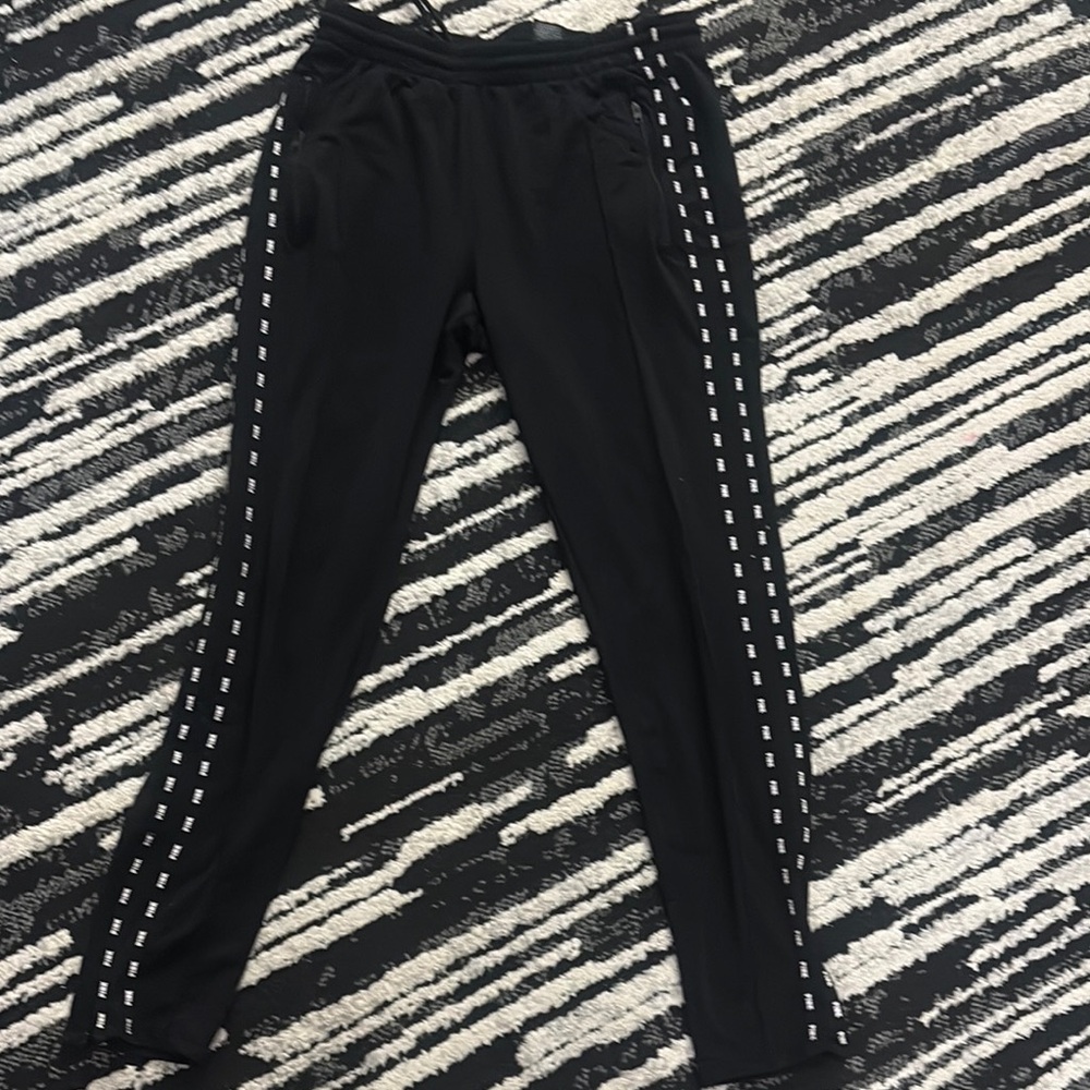 PINK Victoria's Secret Black and White Joggers with Sporty Side Stripes